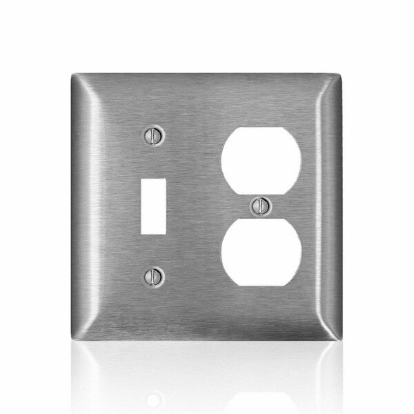 Ezgeneration C-Series Stainless Steel 2 Gang Metal Duplex & Toggle Wall Plate EZ2739223